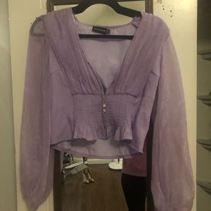 Romantic bell sleeve lavender top
